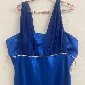 dress blue satin 2xl long/maxi